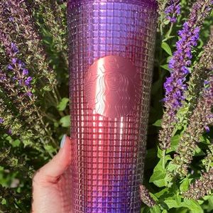 Purple and Pink Starbucks studded/grid Cold Cup